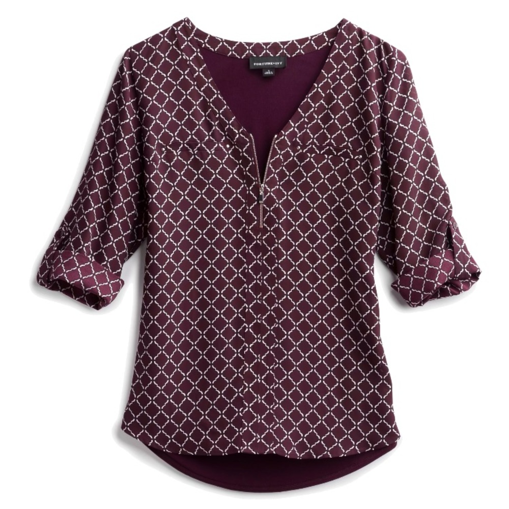 NWT Fortune and Ivy Rebekah Zipper Detail Blouse